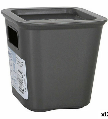 Set of 12 Tontarelli Bella gray storage bins, 11.4 x 11.4 x 11.2 cm, ideal for home organization and kitchen storage.