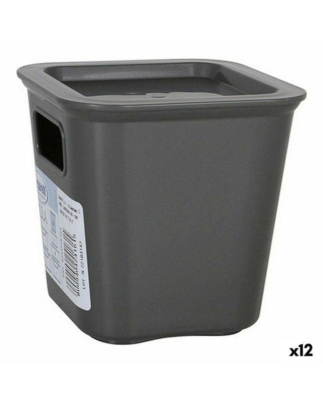 Set of 12 Tontarelli Bella gray storage bins, 11.4 x 11.4 x 11.2 cm, ideal for home organization and kitchen storage.