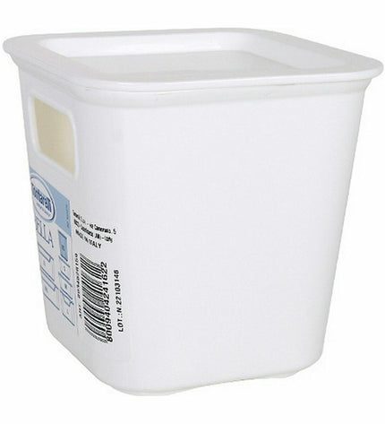 Set of 12 Tontarelli Bella white storage boxes, 11.4cm square, ideal for household organization and kitchen storage.