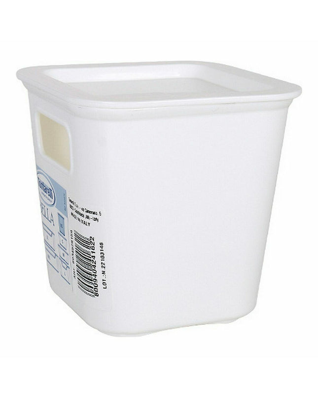Set of 12 Tontarelli Bella white storage boxes, 11.4cm square, ideal for household organization and kitchen storage.