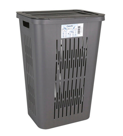 Inde Bella 60L gray laundry baskets, 40.5x33x59cm, set of 5, for home storage and organization in kitchen or laundry room.