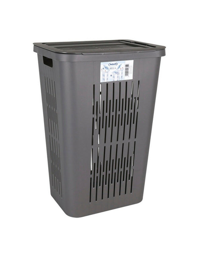 Inde Bella 60L gray laundry baskets, 40.5x33x59cm, set of 5, for home storage and organization in kitchen or laundry room.