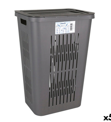Set of five Inde Bella 60L gray laundry baskets with dimensions 40.5 x 33 x 59 cm for home storage and organization.