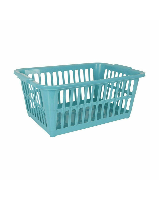 Set of 12 Tontarelli Classic blue laundry baskets, 35L capacity, 58x41x24 cm, ideal for home storage and organization.