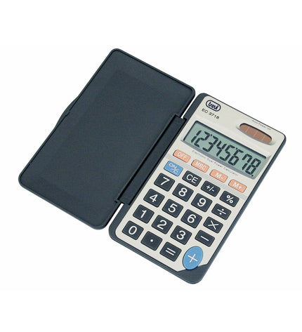 Gray Trevi EC 3718 calculator with digital display, suitable for office use, part of office electronics and stationery products.