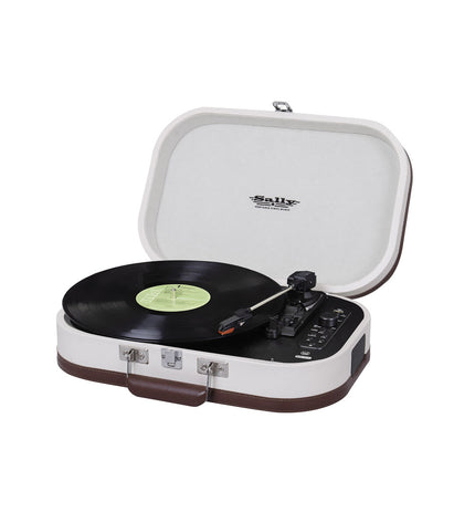 Beige Trevi platenspeler with a classic design, featuring a turntable and tonearm for vinyl record listening.