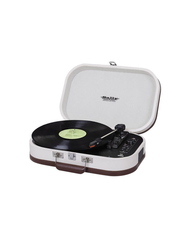 Beige Trevi platenspeler with a classic design, featuring a turntable and tonearm for vinyl record listening.