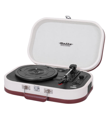 Beige Trevi platenspeler with vintage design, electronic audio and hifi equipment for vinyl record playback.
