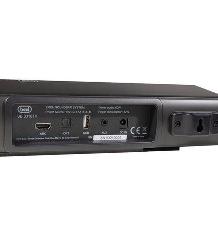 Trevi SB 8312 Soundbar for TV, 30W, electronic audio and hi-fi equipment, sleek black finish with control buttons