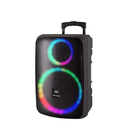 Portable Trevi XF 1250 KB speaker system with built-in control panel and speaker grille, designed for high-quality audio.