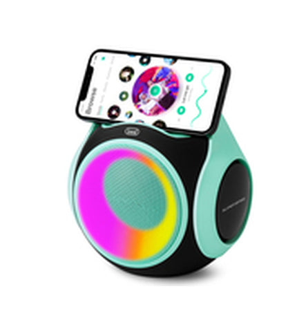 Portable Trevi XR 8A speaker system with black design, featuring controls and connectivity options for high-quality audio playback.