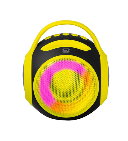 Trevi XR 8A portable speaker system with black design, audio controls, and connection ports, suitable for high-quality sound playback.