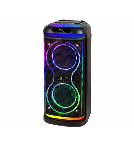 Trevi XF 650 KB portable speaker system with control panel and speaker grille, in black, for high-quality audio.