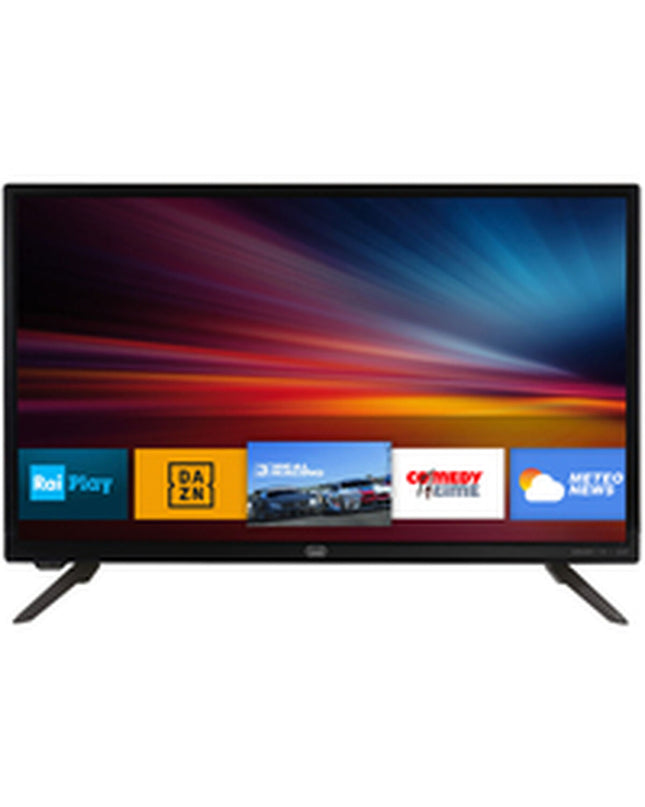 Trevi 24-inch Full HD LED Smart TV displaying a vibrant home entertainment screen with a sleek black frame.