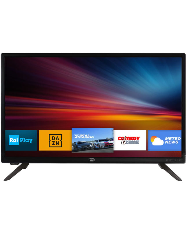 Trevi 24-inch Full HD LED Smart TV, black electronic device with screen and control buttons