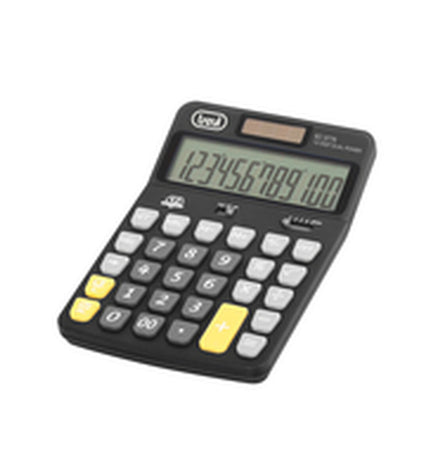 Black Trevi EC 3775 calculator showing numeric keypad and display screen for office and stationery use.