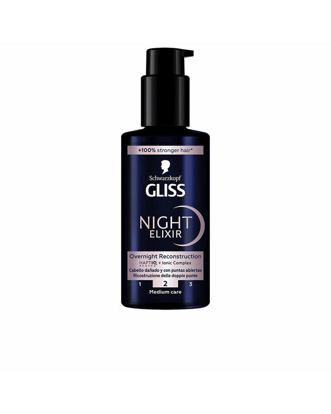 Schwarzkopf GLISS voedingssupplement bottle, 100ml, for health and personal care, featuring the product label and cap.