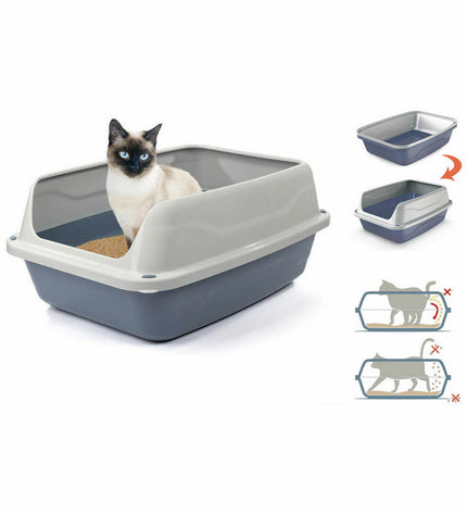 Set of seven Georplast Sonic plastic cat litter boxes, 44.5 x 34 x 18.5 cm, durable pet products for cats.