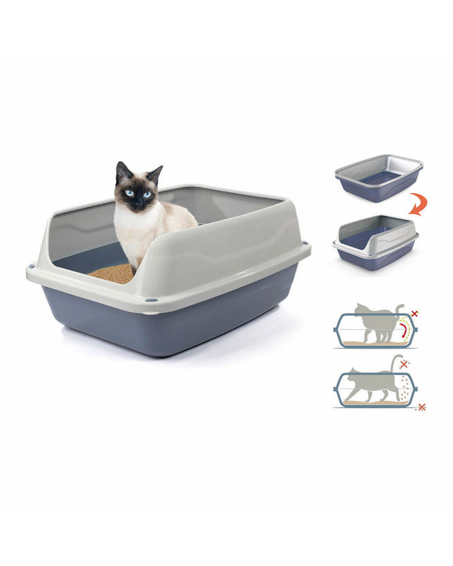 Georplast Sonic cat litter box in white with dimensions 56x40x24 cm, designed for indoor feline use.