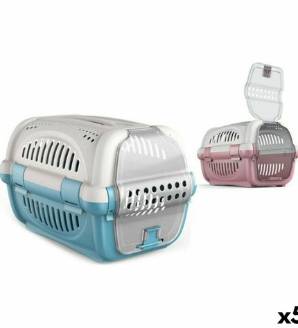 Set of five Georplast GP569S small animal carrying cages with dimensions 51x34x33 cm, suitable for small pets.