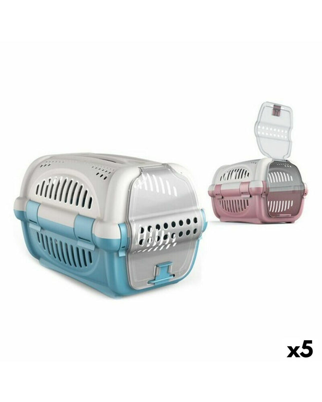 Set of five Georplast GP569S small animal carrying cages with dimensions 51x34x33 cm, suitable for small pets.
