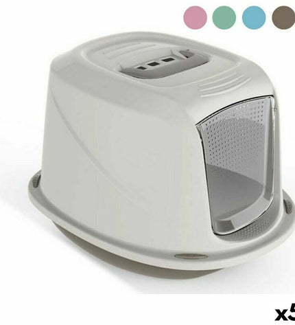 Set of five Georplast GP586S cat litter trays in 45x36x31 cm, durable plastic, ideal for indoor cat litter solutions.