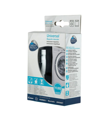 Care WMD1001 W coffee machine descaler bottle, white and blue, used for cleaning coffee and tea makers in household kitchen settings.