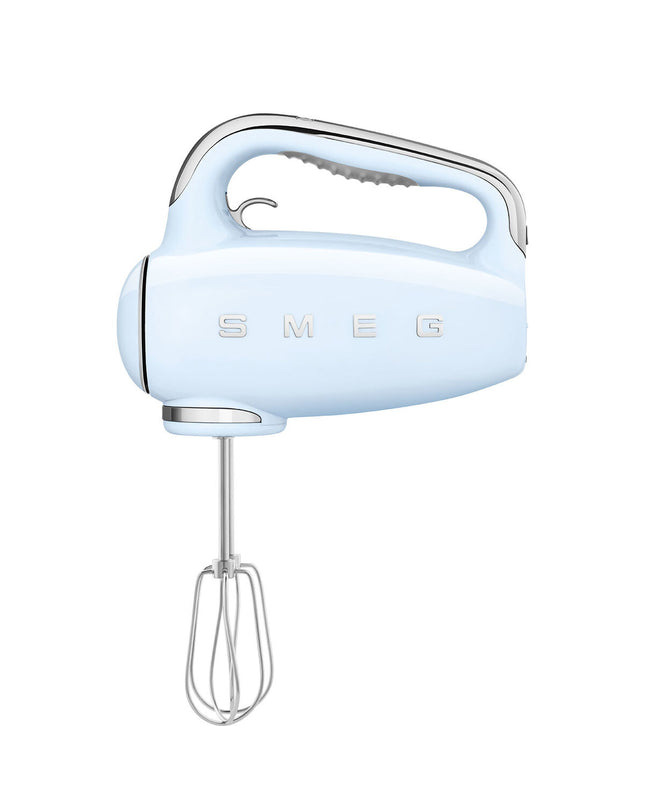 Smeg HMF01PBEU blue 250W blender and dough mixer, compact electric kitchen appliance with modern design