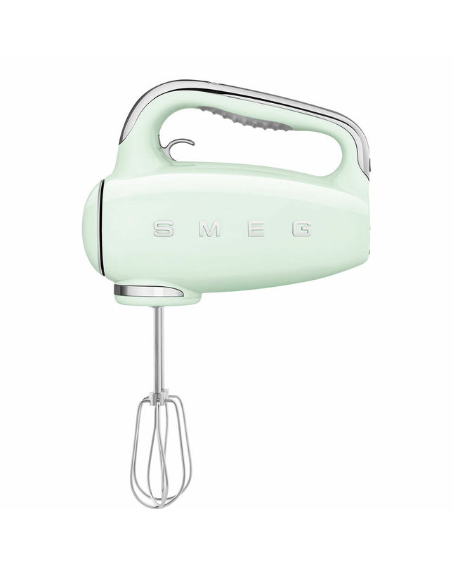 Smeg HMF01PGEU 250W kitchen blender and dough mixer with stainless steel blending jar and compact design.