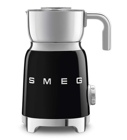 Smeg MFF11BLEU milk frother in black, 500W compact electric kitchen appliance for frothing milk, sleek design.