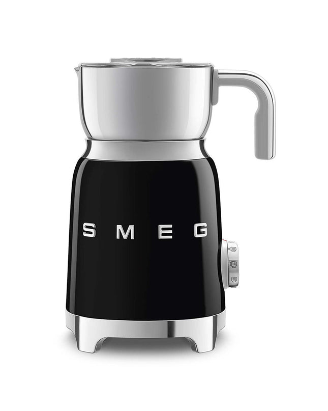 Smeg MFF11BLEU milk frother in black, 500W compact electric kitchen appliance for frothing milk, sleek design.