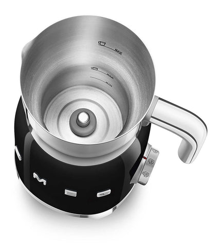 Smeg MFF11BLEU milk frother in black, 500W electric kitchen device for creating creamy milk froth