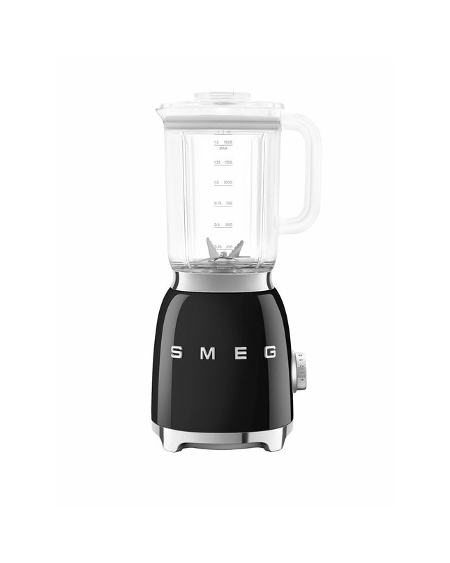 Smeg BLF03BLEU black 800W handheld mixer with 1.5L mixing bowl for home cooking and small kitchen tasks.
