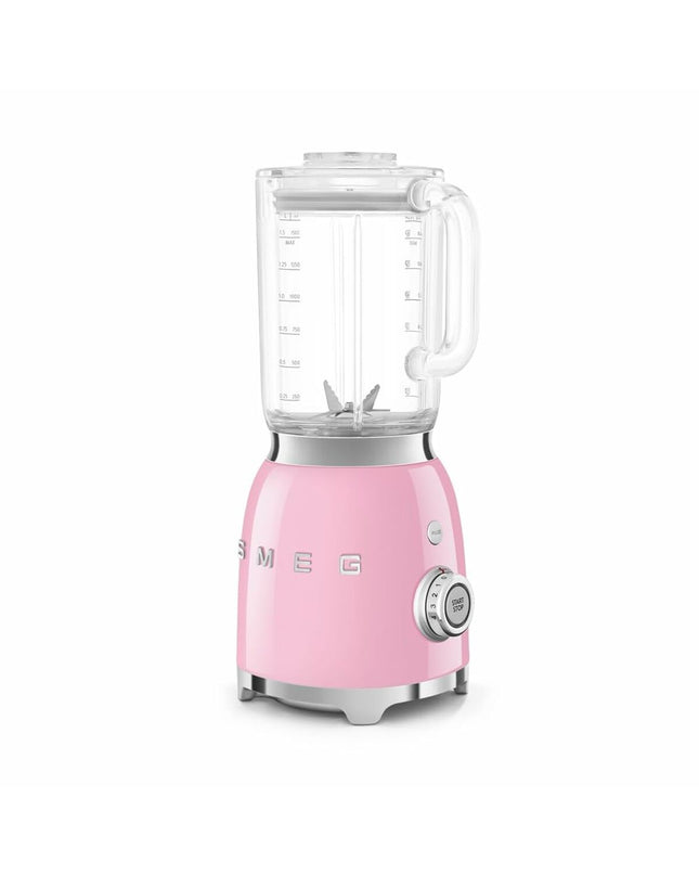 Smeg BLF03PKEU Roze 800W compact mixer with 1.5L bowl, ideal for home cooking and small kitchen appliances.
