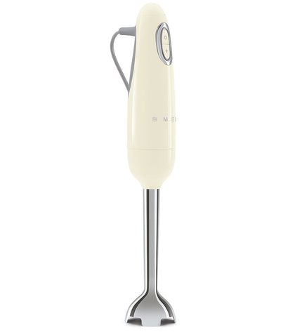 Smeg HBF03CREU multifunction hand blender with accessories, 700W, in cream color, suitable for home cooking and blending tasks.