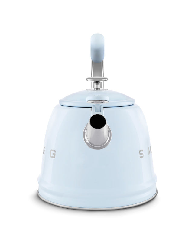 Smeg 50’s Style ceramic teapot with 2.3L capacity, featuring a retro design and chrome handle for brewing tea or hot beverages.