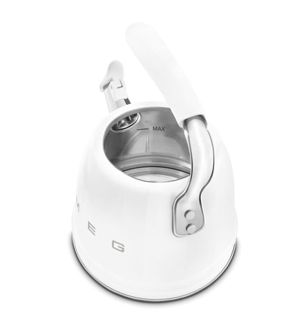 Smeg 50's Style WKF01WH teapot in white with a 2.3-liter capacity, stylish kitchen appliance for brewing tea and hot water