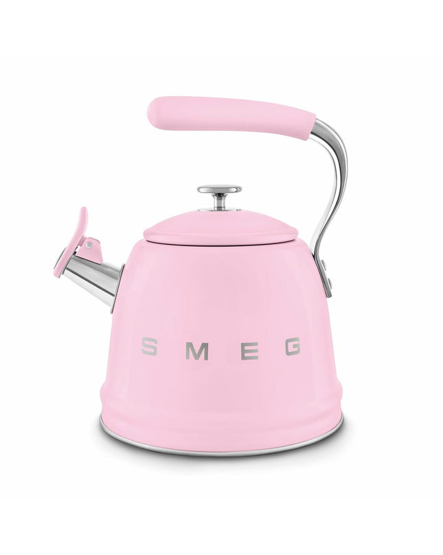 Pink Smeg WKF01PK teapot with 2.3L capacity, designed for home and kitchen use, perfect for brewing tea or coffee.