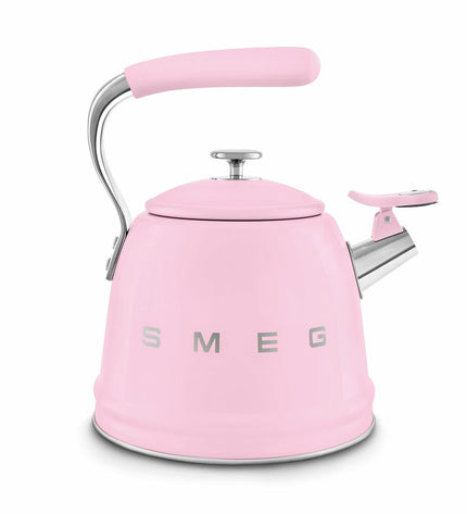 Smeg WKF01PK pink 2.3L teapot for home and kitchen, perfect for making tea in a stylish, modern design.