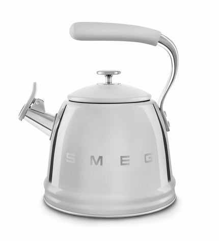 Smeg WKF01SS 2.3L gray teapot for home use, made of stainless steel, with a sleek modern design for brewing tea.