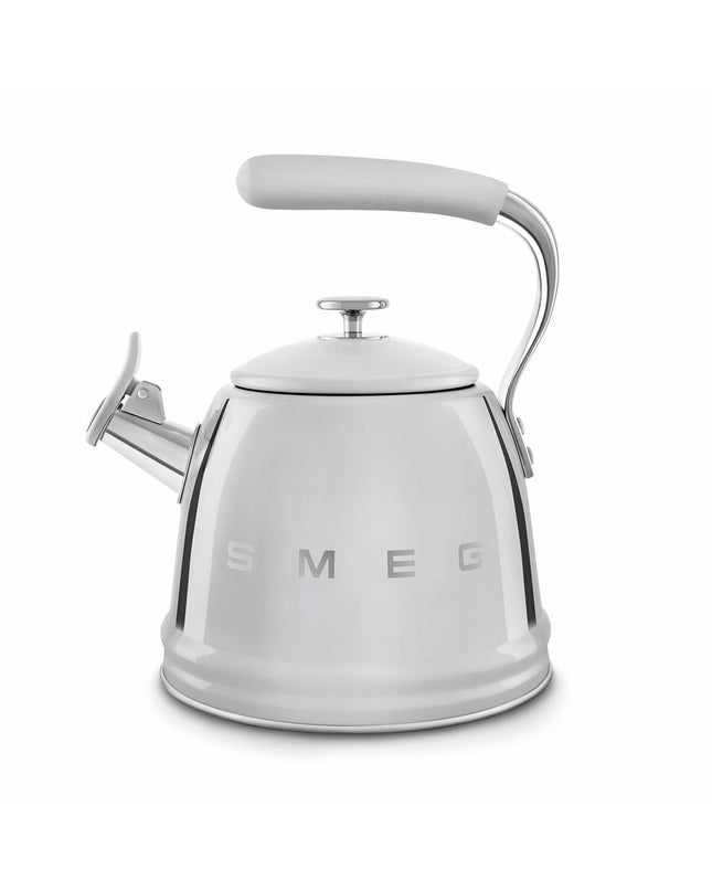 Smeg WKF01SS 2.3L gray teapot for home use, made of stainless steel, with a sleek modern design for brewing tea.