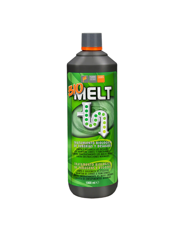 Faren Plunjer Bio Melt 1L, a household cleaning product with a white bottle and blue cap for kitchen and home cleaning.
