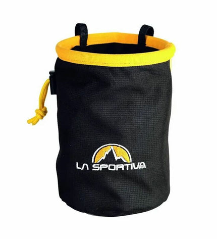 La Sportiva chalk bag for outdoor sports, black color, compact design, suitable for climbing and outdoor activities