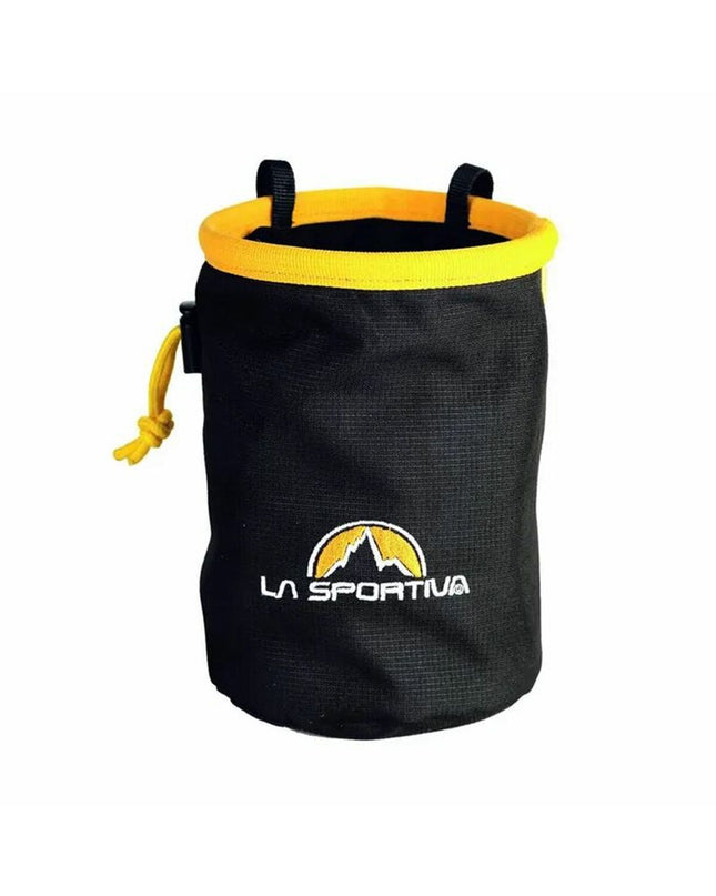 La Sportiva chalk bag for outdoor sports, black color, compact design, suitable for climbing and outdoor activities