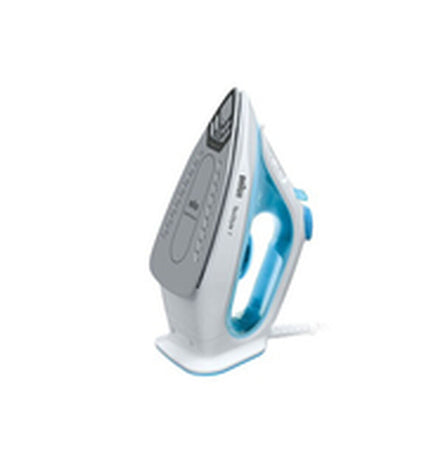 Braun TexStyle 1 steam iron in blue and white with 2000W power, featuring a sleek design for household ironing.