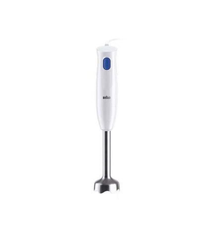 Braun MQ10.001MWH white hand mixer with 450W motor, small kitchen appliance for blending and mixing.