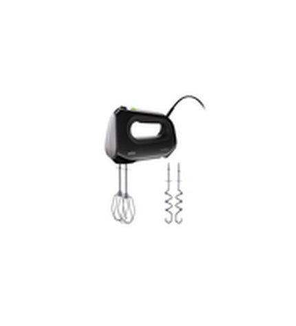 Braun HM2110BK black 500W hand blender and dough mixer with attachments, compact kitchen appliance for cooking and baking.