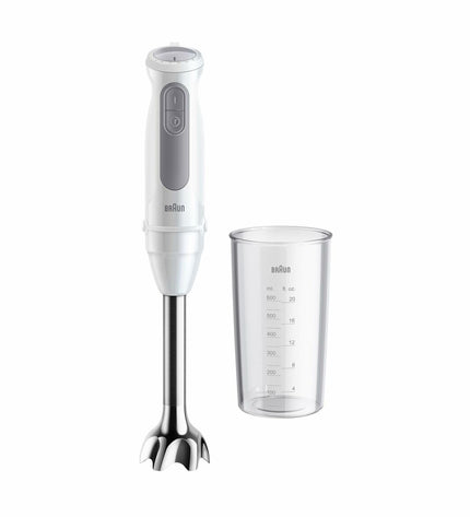 Braun MultiQuick 5 MQ 50001 M hand blender with white handle and stainless steel blending shaft, 1000W for kitchen use
