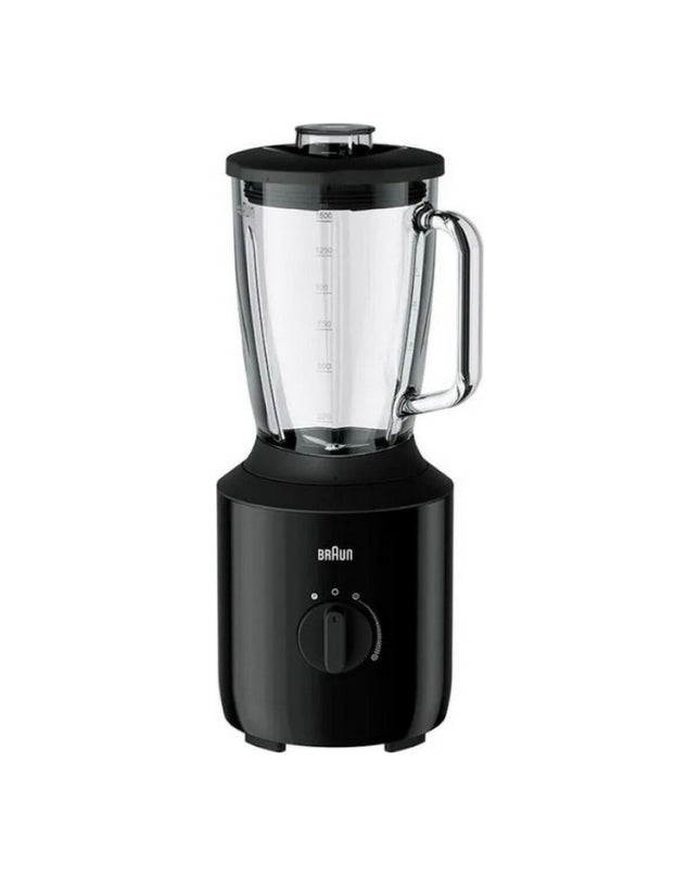 Braun JB3150 1.5L black electric mixer with 800W motor, compact kitchen appliance for blending and mixing.