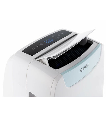 Portable Olimpia Splendid air conditioning unit for home and kitchen, with white finish and control panel visible on the front.